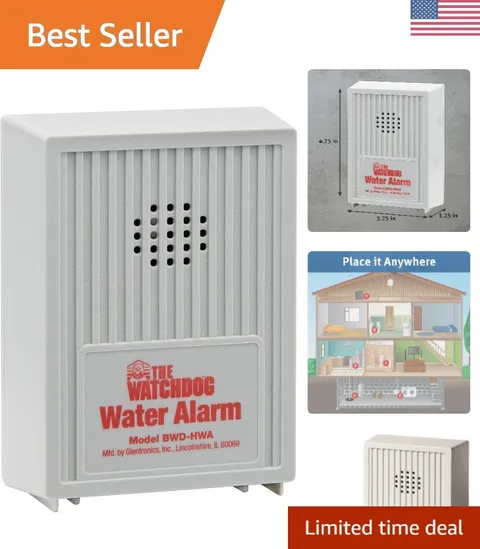 Battery-Powered 110 dB Water Alarm - Reliable Detection for Hard-to- Areas