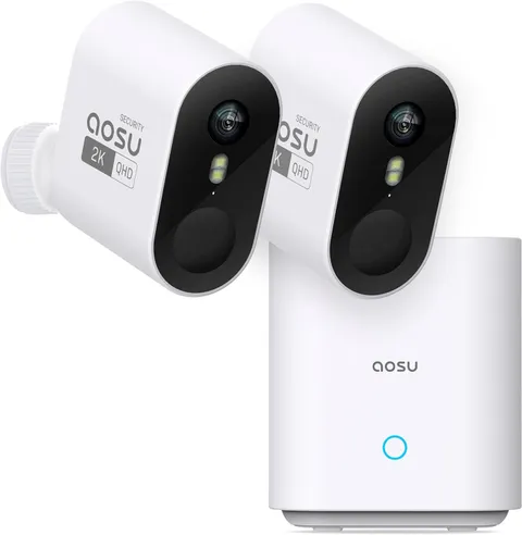 Aosu 2K QHD Battery Security Cameras Wireless Outdoor System, 2-Cam-Kit | True 2