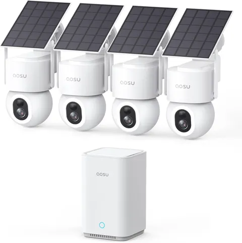 Solarcam D1 Max 4-Cam Kit, 4K Solar Security Cameras Wireless Outdoor, 360° PTZ