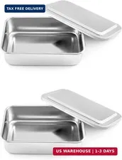 QWORK Stainless Steel Instrument Box, 2 Pack 6 x 4 x 1.69 Inches, Heavy Duty Met