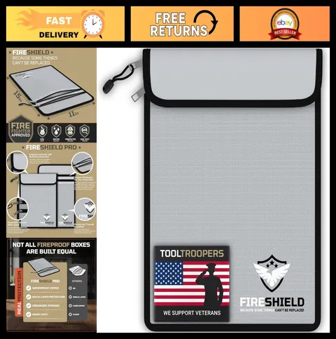 Fireproof Document Bag 2000°F - Waterproof Money Pouch for Cash & Valuables - 15