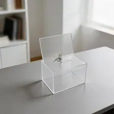 Lightweight for acrylic Donation Box with Security Lock and Sign Holder Display