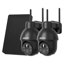 WiFi6 Wireless Security Camera Syetem Solar Battery Powered 5MP PTZ 2 Way Audio