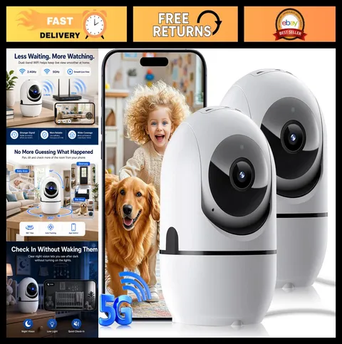 2K 5G Indoor Security Camera, 360° PTZ Pet & Baby Monitor, Night Vision, 2-Way A