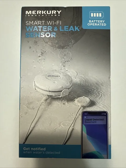 Merkury Innovations WiFi Water Leak Sensor and Alarm, Smart Water & Flood...