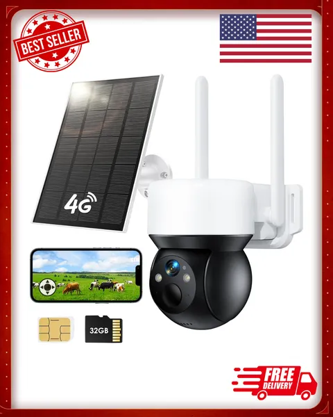 4G Camaras De Seguridad Sin WIFI Para Casa Exterior Inalambricas Con Panel Solar