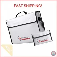 ROLOWAY Fireproof Document & Money Bags, Large Fireproof & Water Resistant Bag (