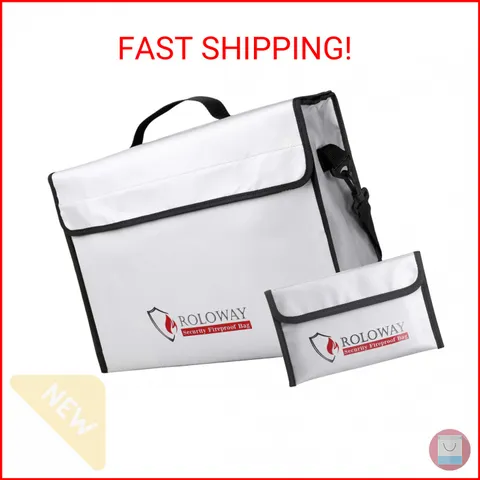 ROLOWAY Fireproof Document & Money Bags, Large Fireproof & Water Resistant Bag (
