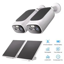 Solar Security Camera Wireless for Home Security |2K Color Night Vsion,2-Cam-Kit