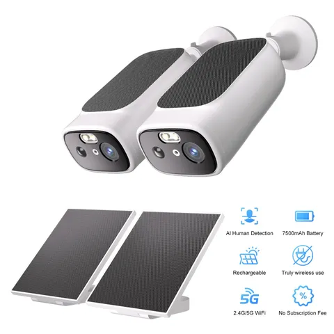 Solar Security Camera Wireless for Home Security |2K Color Night Vsion,2-Cam-Kit