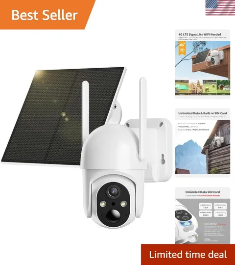 Wireless 4G LTE Security Camera with Built-In SIM Card & Color Night Vision