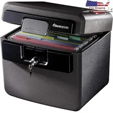 Fireproof Waterproof Safe Box Document Organizer Key Lock Valuables & Papers New