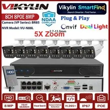 Vikylin SmartFind 8CH 8POE NVR 4K 8MP 5X ZOOM Dual Light POE IP Camera Lot