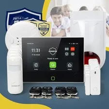 HOMSECUR Wireless WIFI 4G GSM LCD Home Alarm System Touch Screen+Red Flash Siren