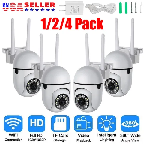 1/2/4PCS Wireless Wifi Security Camera System Outdoor Home 5G 1080P Night Vision
