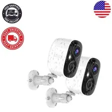 Rechargeable Battery-Powered Security Cameras with Real-Time Alerts - 2 Pack