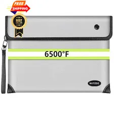 6500°F Upgraded Fireproof Money Bag,10 Layers of Medium Size, Deep Silver