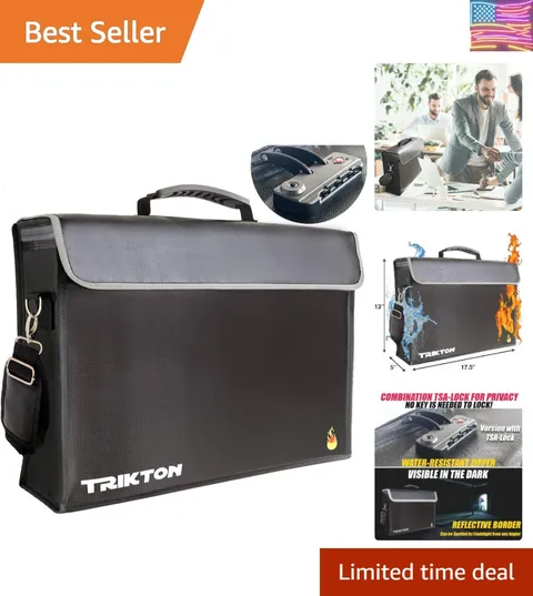 Fireproof & Waterproof Document Bag XXL 17.5x13x5 with TSA Lock, High-Viz Des...