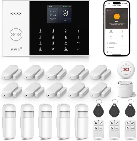Wireless Home Alarm System,24 Pieces DIY 4G/Wifi Home Security Systems,Phone APP