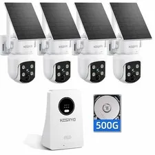 Solar Security Cameras Wireless Outdoor, 4MP Solar Powered Home Security Came...