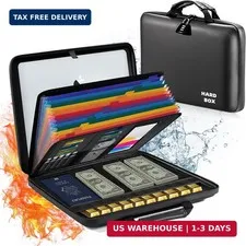 Fireproof Document Box File Organizer: Hard-Shell Case Fireproof Waterproof Box