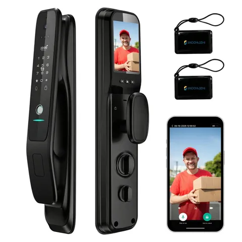 3D Face Recognition Smart Lock with Camera - Palm Vein & Fingerprint Keypad D...