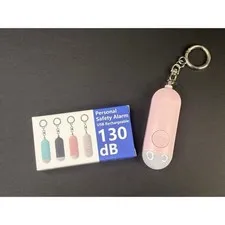Pink Rechargeable Personal Safety Alarm with LED Light, 130dB