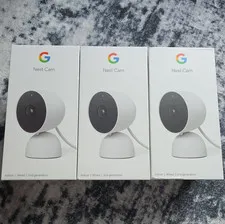 Google Nest Cam Wired 2nd Gen 1080p Wi-Fi Indoor Security Camera, 3-Pack White