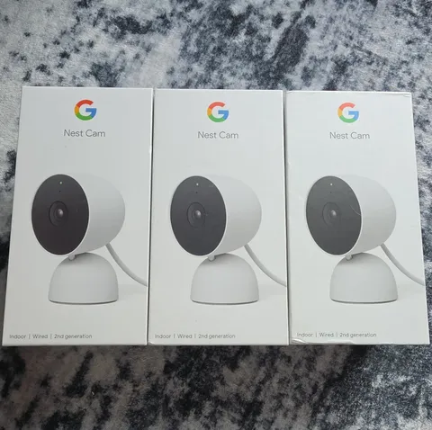 Google Nest Cam Wired 2nd Gen 1080p Wi-Fi Indoor Security Camera, 3-Pack White