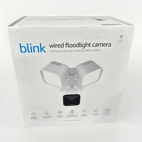 Blink Wired Floodlight Camera - Smart Security Camera, 2600 Lumens, White