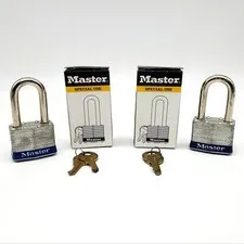 2x Master Lock Padlocks No 1 1-3/4" Shackle Keyed Different Vintage USA Made NOS