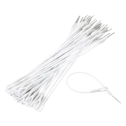 50Pcs Security Tags Lanyards Wire Loop (7", White), Steel Wire Cable Loop