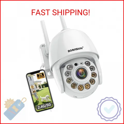 BOAVISION 2K Security Camera Outdoor, Wireless WiFi IP Camera Home Security Syst