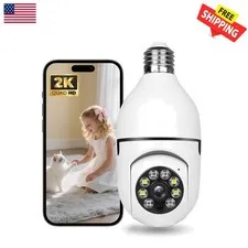 Wireless Light Bulb Security Camera - 2K & 3MP with AI Detection & Cloud Storage