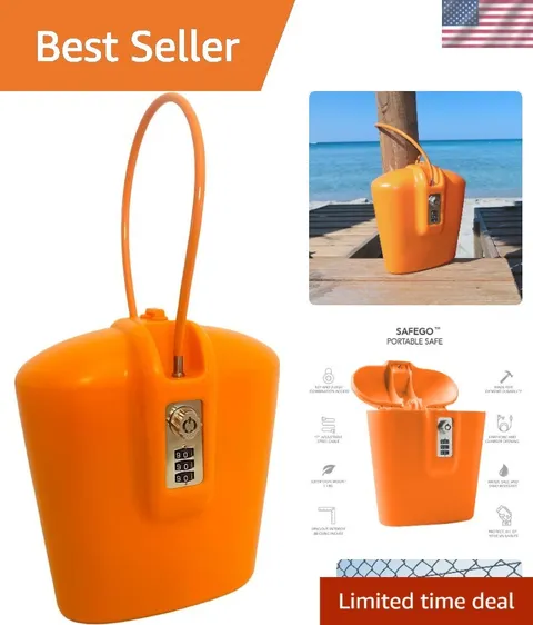 Portable Indoor/Outdoor Lock Box Safe with Key and Combination Access Orange
