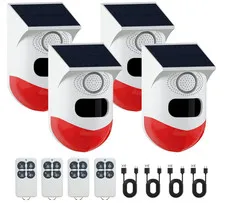 Solar Outdoor Motion Sensor Alarm 2 Adjustable Activated Waterproof 120dB Loud