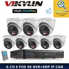 VIKYLIN SmartFind 8POE 8CH NVR MD Dual light Color F1.0 4MP IP Camera Lot