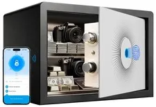 Biometric Safe - Fingerprint Lock with Bluetooth App & Keys, 0.8 Cu Ft Safe f...