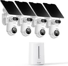 Solar Security Camera Wireless Outdoor Dual-Lens 2K(2MP Wide-Angle & 2MP PTZ) Ca