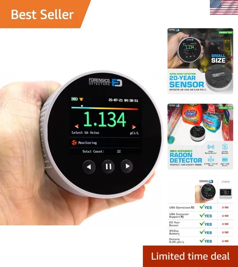 Radon Detector by Forensics | Home Use | Upgraded 20- Sensor Life | Version 2...