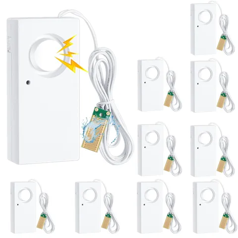 Hoteam 5 Pcs Water Sensor Alarm Leak Detector 120db Water Leak Alarm 9v Batte...