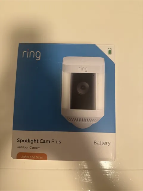 Ring - Spotlight Cam Plus Outdoor/Indoor Wireless 1080p Battery Camera - White