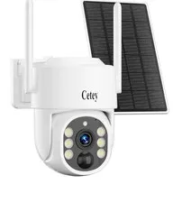 WHITE - CETEY 4G LTE CELLULAR SOLAR SECURITY CAMERA WIRELESS OUTDOOR, NO WIFI