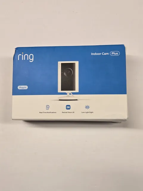 Ring Indoor Cam Plus Retinal Vision 2K Low Light Sight W/ Motion Detection New 