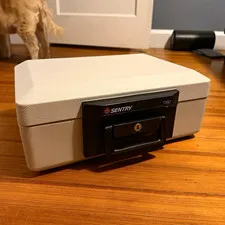 SentrySafe 1160 Small Portable Fire Resistant Key Lock Safe Box White
