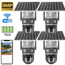 Solar Battery Powered Wireless WiFi Outdoor Pan/Tilt Home Security Camera System