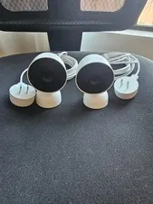 2 Pieces Google Nest Cam GJQ9T Indoor Wi‑Fi Security Camera White W/ AC Adapters