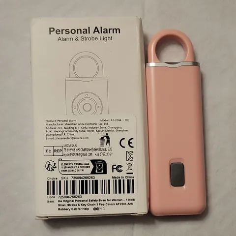 AF-2004 Personal Attack Alarm 130dB Pink w/ Strobe Light, Keyring