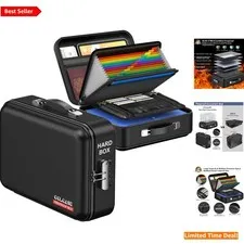 Creative Hard-Shell Fireproof Document Organizer with Zipper & Carry Handle