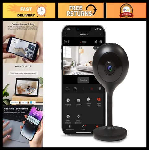 1080p Indoor Security Camera - Full HD WiFi, 2-Way Audio, Motion Detection, Nigh